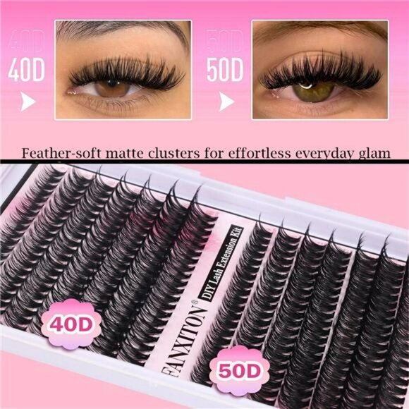 DIY Lash Extension Kit Cluster Lashes Bond Seal Tweezers Volume D Curl 280pcs - Picture 3 of 7